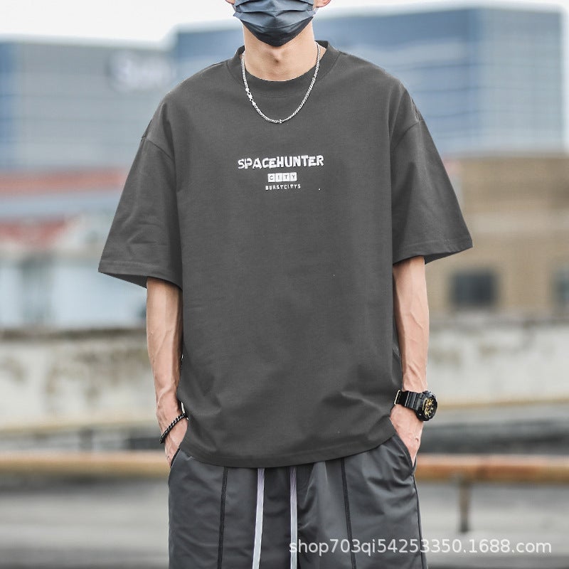 Short sleeve t-shirt men's summer ins fashion brand men's clothing 2023 new Hong Kong style loose half sleeve top American cotton T-shirt - Image 4
