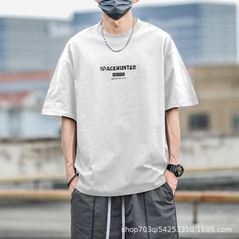 Short sleeve t-shirt men's summer ins fashion brand men's clothing 2023 new Hong Kong style loose half sleeve top American cotton T-shirt - Image 3