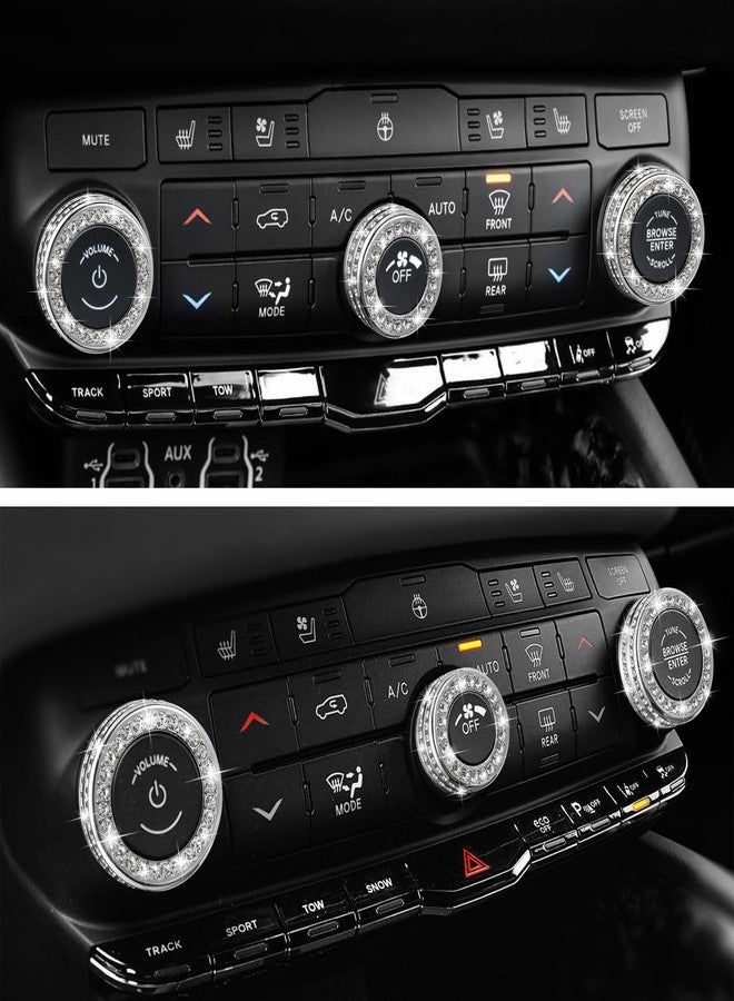 TOMALL Bling AC Air Conditioning Knob Button Cover Compatible with Dodge Durango 2021-2024 Volume Trim Centre Console Conditioner Switch Climate Knob Cap Bling Interior Accessory for Car - Image 4