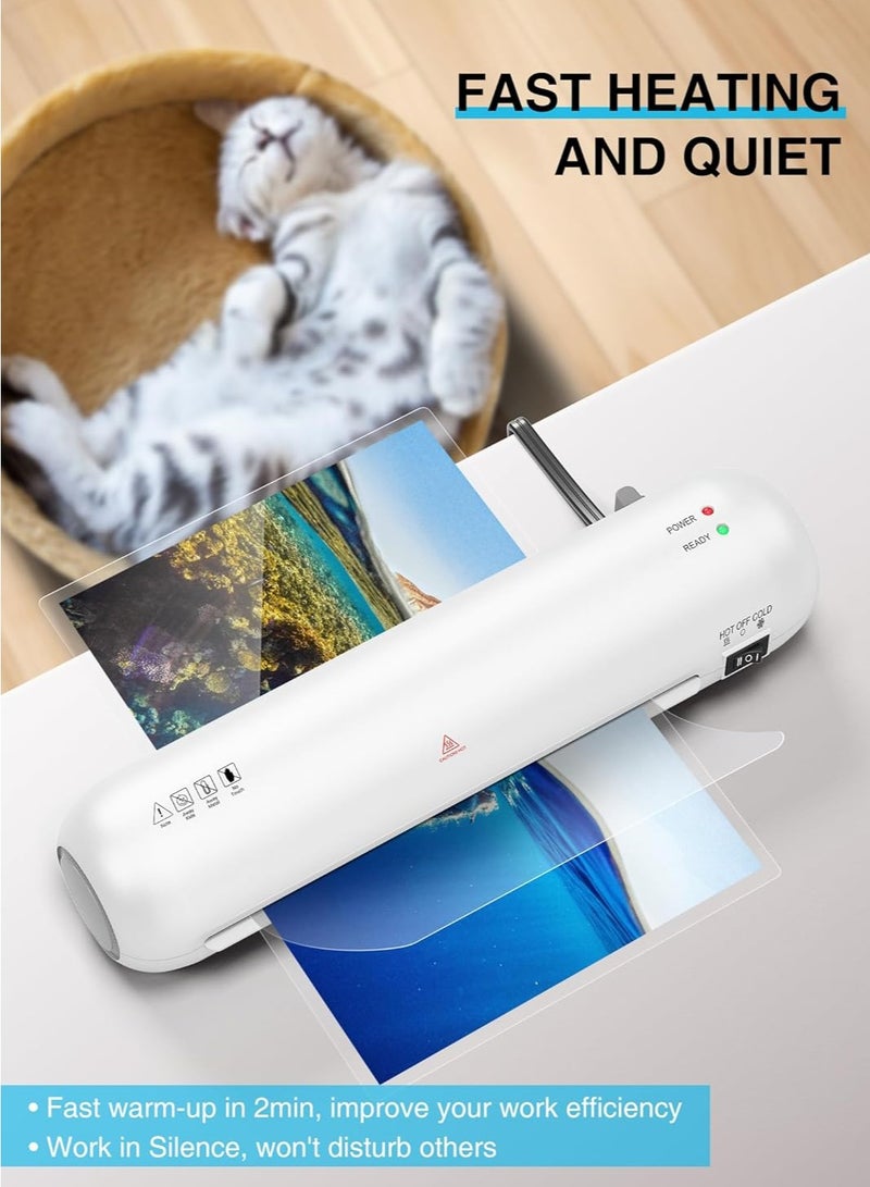 Laminator,Hot  Cold Laminator A4 Laminator Machine, 9 Inch with 6 in-1 Personal Desktop Laminator with Laminating Sheets 15 pcs, Fast Warm Laminator for Office, School, Home, Business - Image 2