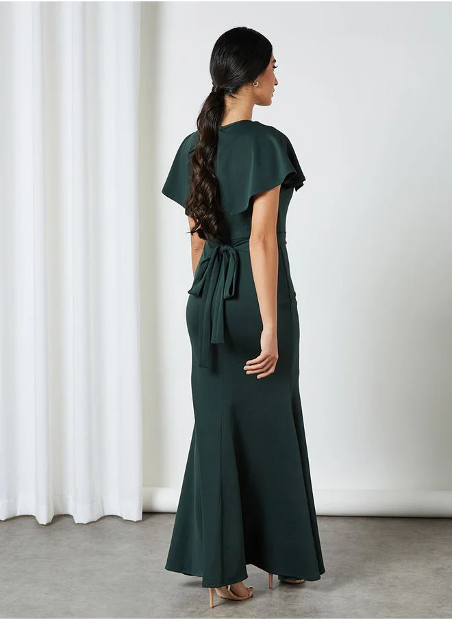 ماركة غير محددة Embellished Neckline Dress Green