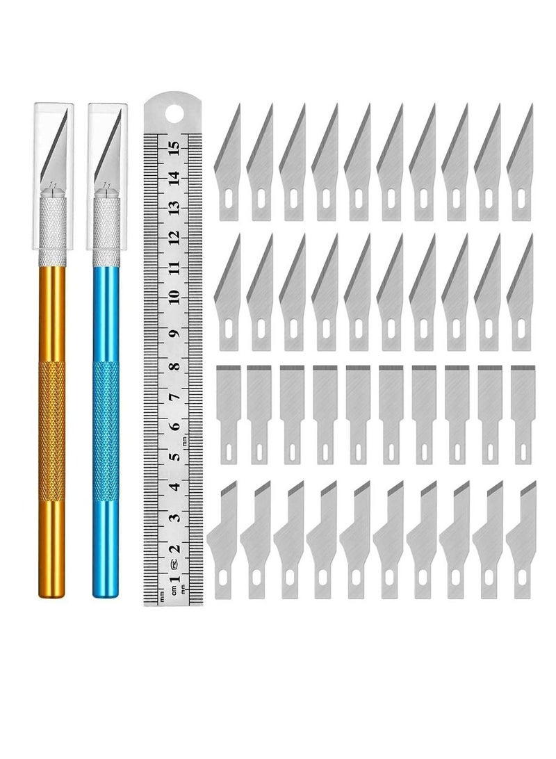 Excefore Upgrade Precision Carving Craft Knife Hobby Knife Kit,Utility Knife with 40 Spare Blades for Art, Scrapbooking,Stencil - Image 1
