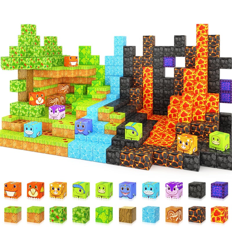 Coodoo Dinosaur Toys Magnetic Blocks Build Mine Magnet World Dinosaur Adventure Set Magnetic Building Blocks Outdoor Toddler Toys for 3 Year Old Boys Girls Creative Jurassic Scenes Kids Toy Games - Image 3