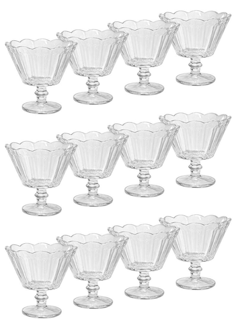 AL-GANNAS 12Pcs Crystal Glass Dessert Bowl Set with Base | Premium Cups for Sweets & Ice Cream - Image 1