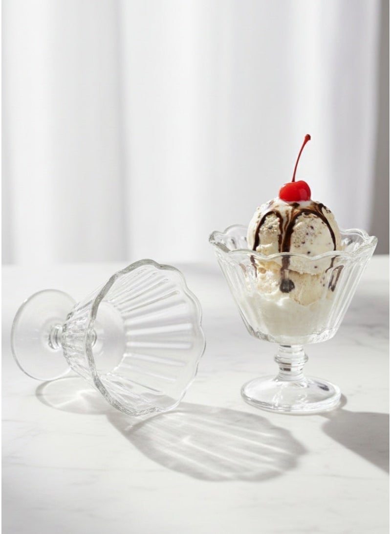 AL-GANNAS 12Pcs Crystal Glass Dessert Bowl Set with Base | Premium Cups for Sweets & Ice Cream - Image 2