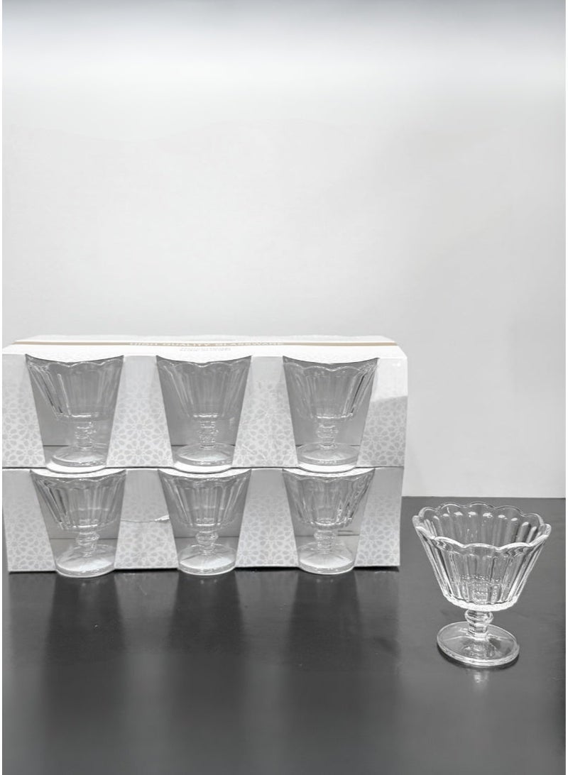 AL-GANNAS 12Pcs Crystal Glass Dessert Bowl Set with Base | Premium Cups for Sweets & Ice Cream - Image 4