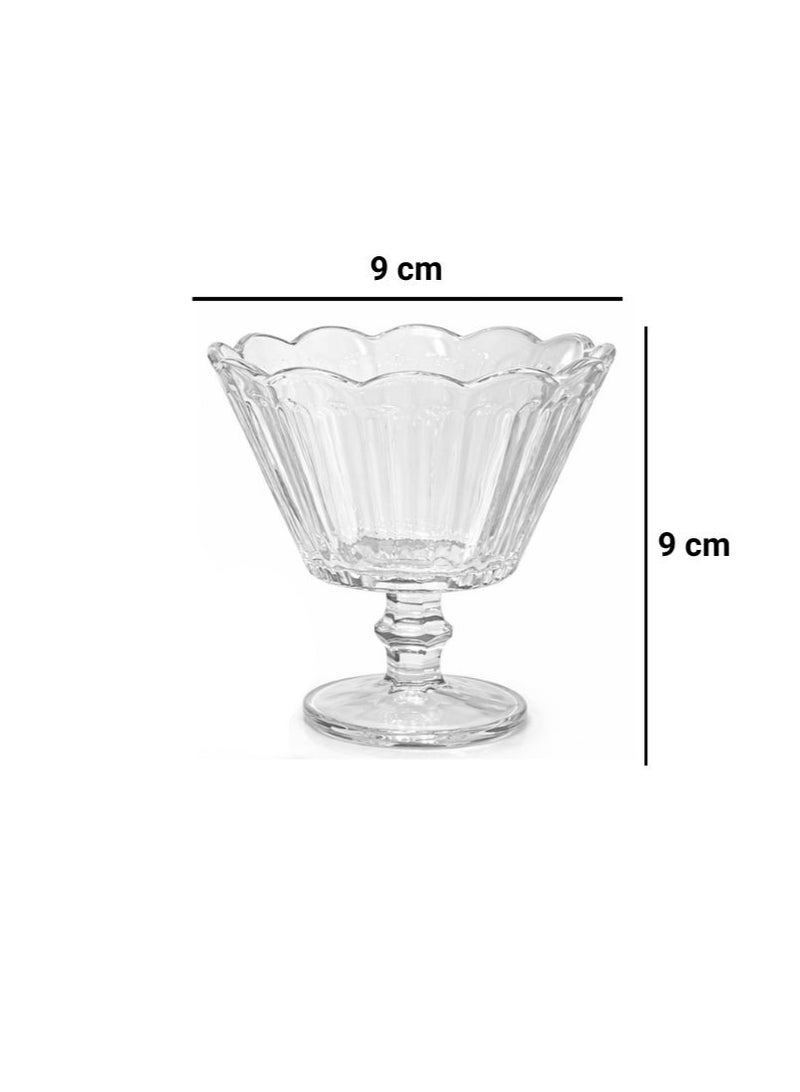 AL-GANNAS 12Pcs Crystal Glass Dessert Bowl Set with Base | Premium Cups for Sweets & Ice Cream - Image 3