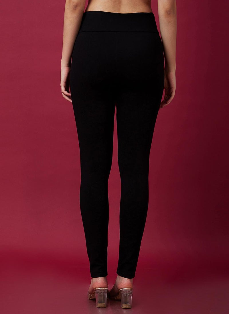 Globus Women's Jeggings Black Casual Mid Rise with Stretch Fabric - Image 5