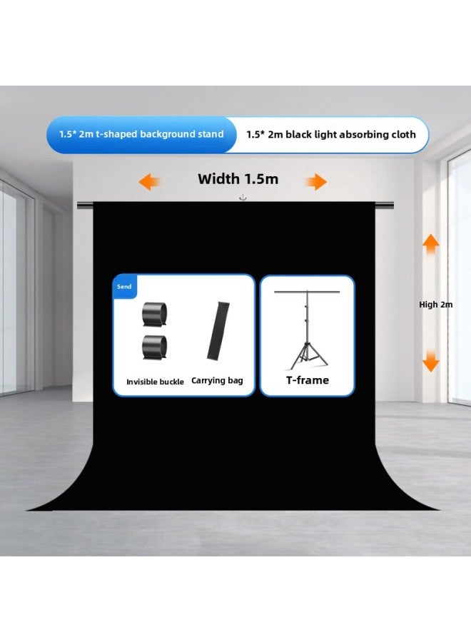 general Black Light Absorbing Cloth Photography Black Cloth Photography Studio Background Cloth Professional Photography Props Photography Solid Color Black Wall Shake-Color Of Light Source:【1.5* 2m 】black - Image 1