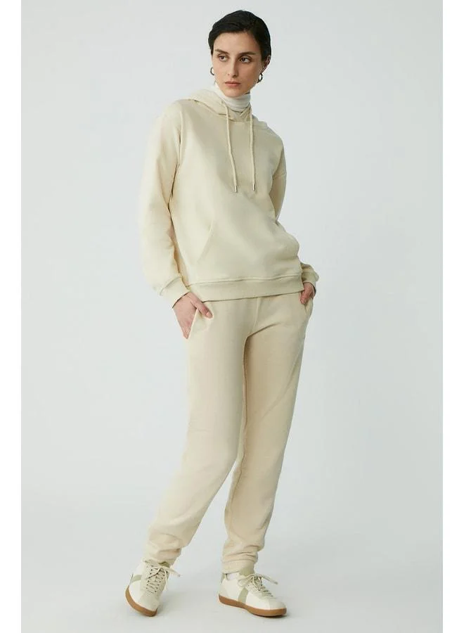 Ethiquet Abelia Women's Cotton Fleece‑Lined Ultra‑Soft Thick Fabric Hooded Knit Vanilla Sweatshirt.