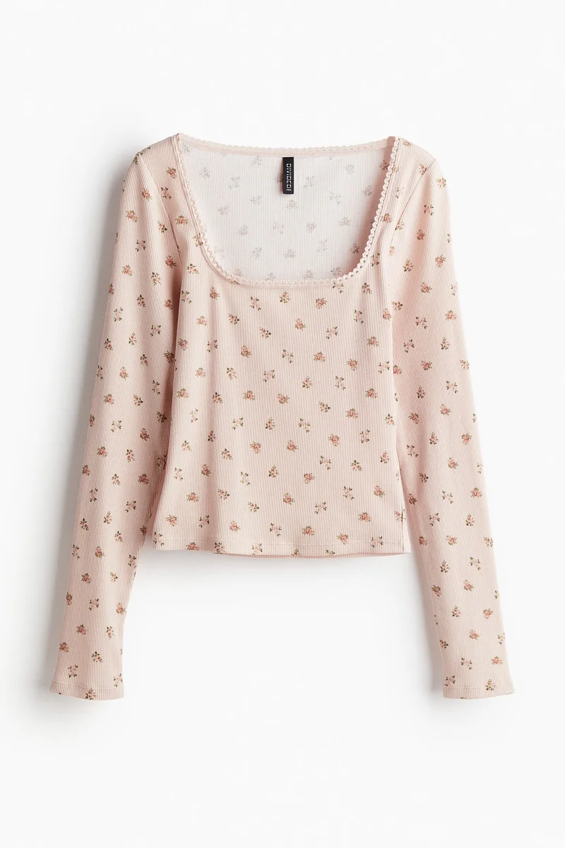 H&M Picot-trimmed cotton top