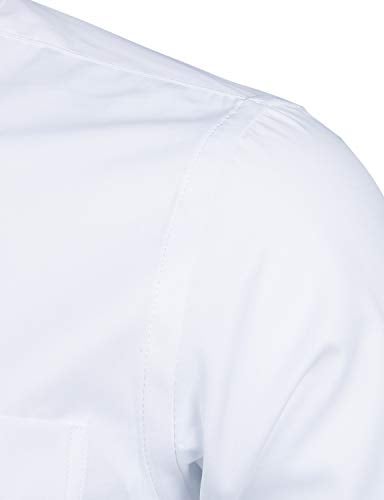 ZEROYAA Men's Long Sleeve Dress Shirt Solid Slim Fit Casual Business Formal Button Up Shirts with Pocket ZSSCL01 White X-Large - Image 5