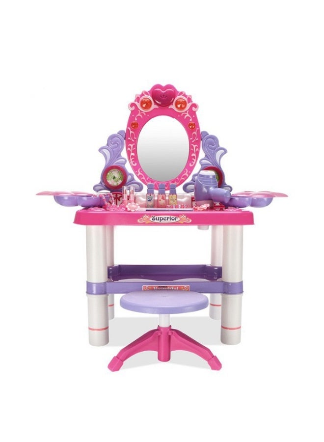 Musical Vanity Table Set for Girls - Sparkling Beauty Dresser with Stool, LED Lights & Mirror - Ideal for Makeup Play & Dress-Up - Image 3