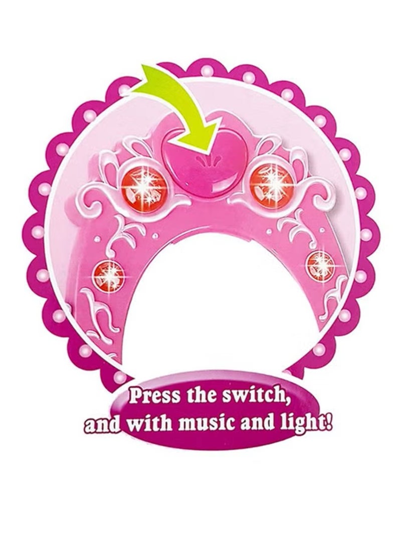 Musical Vanity Table Set for Girls - Sparkling Beauty Dresser with Stool, LED Lights & Mirror - Ideal for Makeup Play & Dress-Up - Image 2