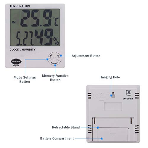 Brannan Digital Max Min Thermometer and Hygrometer Indoor Outdoor Temperature Recording Thermometer Room Garden Greenhouse - Image 2