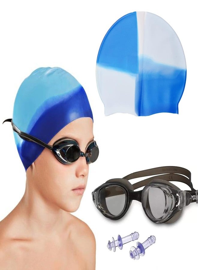 PELO Anti Fog Swimming Goggles,Cap,Earplug Set- Ideal for All Age Group | Silicone Non Slip | Easy to Carry Swimming Goggles with Swimming Caps for Men & Women - Image 1