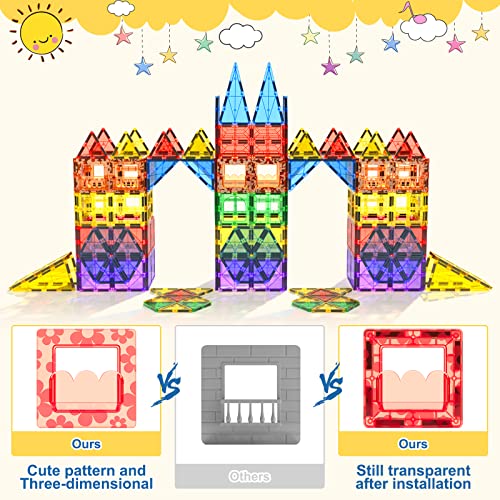 Coodoo ألعاب كودو 60 قطعة من بلاط البناء المغناطيسي للأطفال، ألعاب STEM، كتل مغناطيسية، ألعاب حسية، ألعاب للأطفال من عمر 3 سنوات فما فوق، تطوير عقل الأطفال، ألعاب رياض الأطفال، ألعاب للأطفال الصغار - Image 3