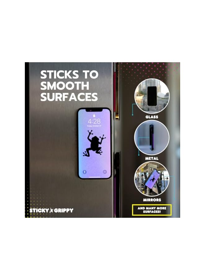 Green Tiger StickyGrippy Suction Phone Case Mount, Silicon Adhesive Phone Accessory for iPhone and Android, Hands-Free Fidget Toy Mirror Shower Phone Holder, Tiktok Videos and Selfies (Pink Glitter) - Image 5