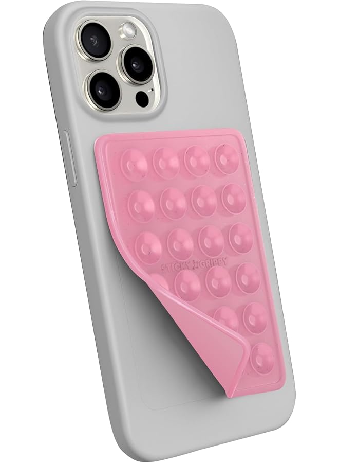 Green Tiger StickyGrippy Suction Phone Case Mount, Silicon Adhesive Phone Accessory for iPhone and Android, Hands-Free Fidget Toy Mirror Shower Phone Holder, Tiktok Videos and Selfies (Pink Glitter) - Image 1