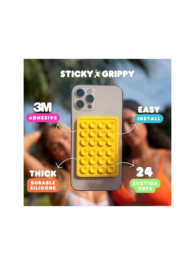 Green Tiger StickyGrippy Suction Phone Case Mount, Silicon Adhesive Phone Accessory for iPhone and Android, Hands-Free Fidget Toy Mirror Shower Phone Holder, Tiktok Videos and Selfies (Pink Glitter) - Image 4