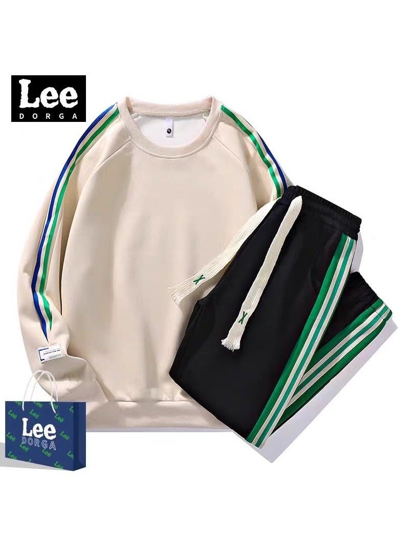 LEE Sweatshirt Set Loose Collar Long Sleeve Casual Sports Two Piece Set 