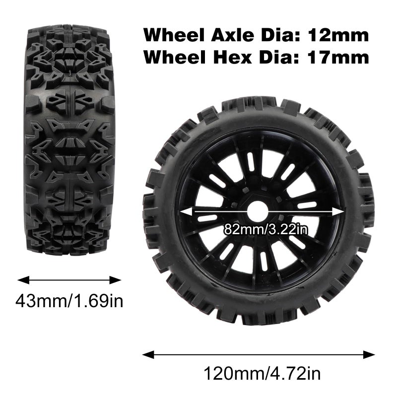 Aimrock 4PCS 1/8 RC Buggy Wheels & Tires 17mm Wheel Hex Pre-glued for Arrma Typhon 6S 3S Talion 6S Team Losi HPI RC Off Road Car - Image 2