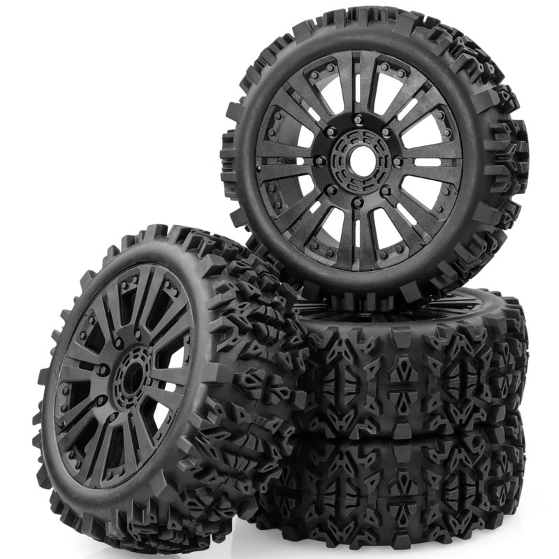 Aimrock 4PCS 1/8 RC Buggy Wheels & Tires 17mm Wheel Hex Pre-glued for Arrma Typhon 6S 3S Talion 6S Team Losi HPI RC Off Road Car - Image 1