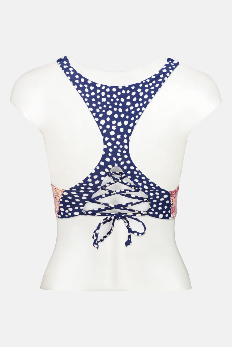 Billabong Women Allover Print Sun Fade High  Bikini Top, Multicolor - Image 3