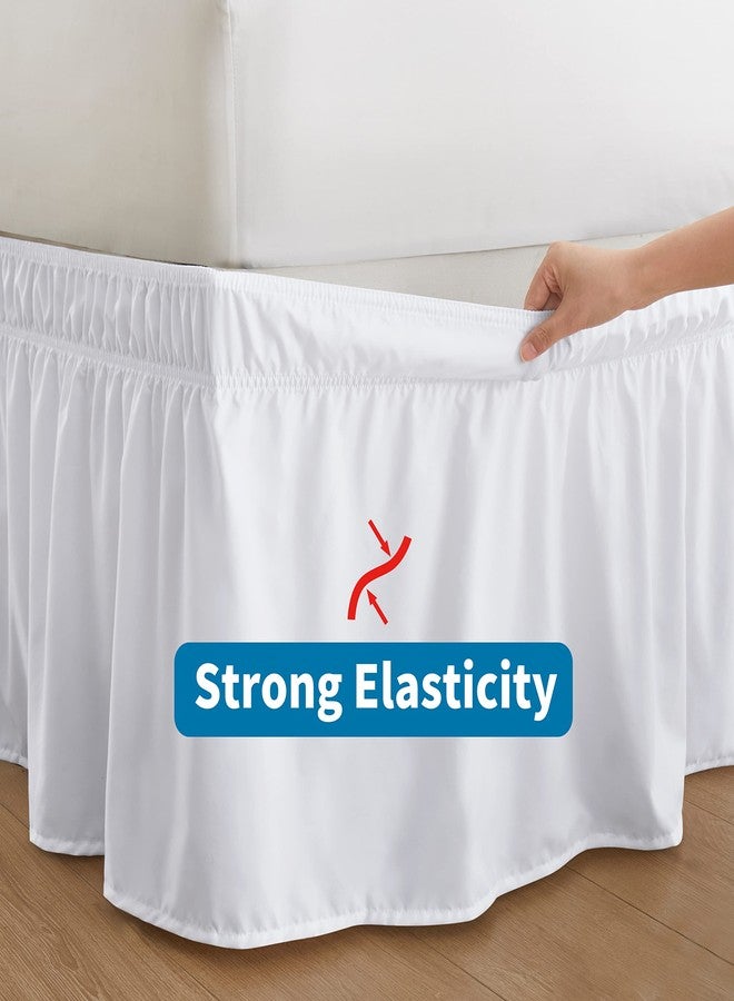 Entisn White Adjustable Bed Skirt for Full & Queen Size Bed - with 18 Inch Tailored Drop, Wrap Around Bed Skirts with Adjustable Elastic Belt for Easy Fitting - Wrinkle & Fade Resistant - Image 5
