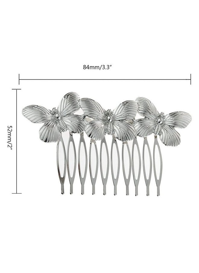 Teensery 3 Pcs Retro Butterfly Hair Comb Decorative 10 Teeth Metal Hair Combs Pin Hair Accessories For Girls And Women (Gold Silver Ancient Gold)  - Image 3