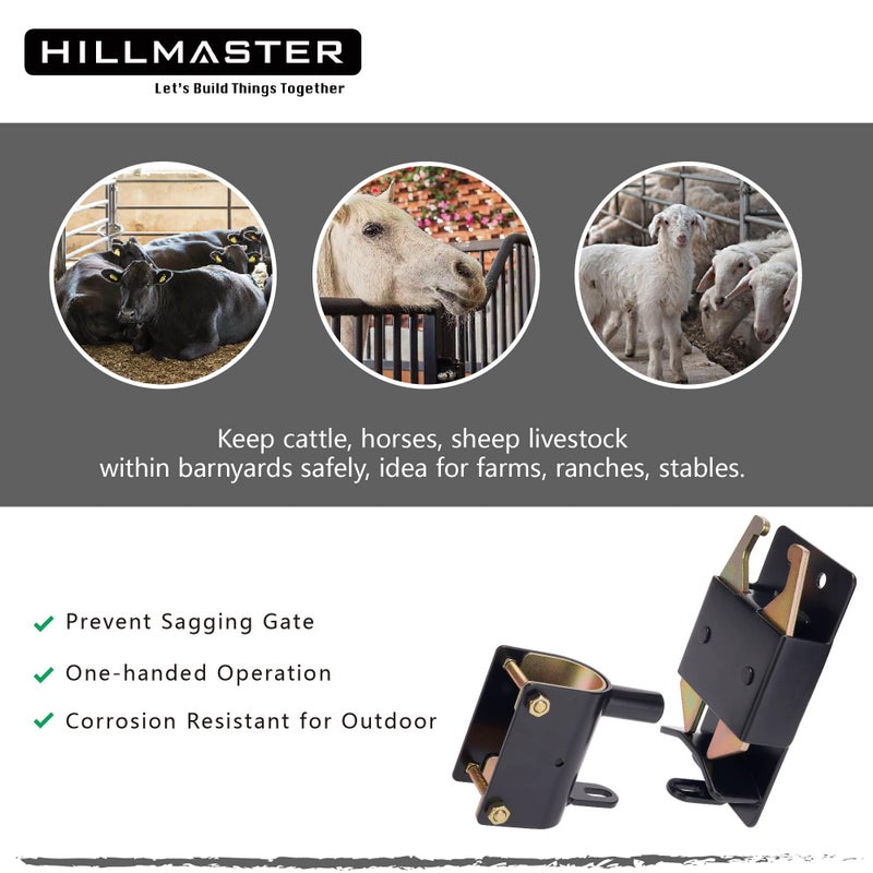 HILLMASTER Heavy Duty 2 Way Farm Gate Latch, Two Way Fence Gate Latch for Metal Gates Livestock Cattle Gate Latches Gate Hardware for Horse Corrals, Ranches(Screws and Instructions Included) - Image 3