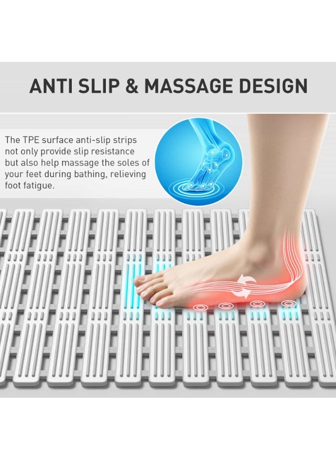 أنمي عدم الانزلاق دش حمام حصيرة 68*40 سنتيمتر ، تب بانيو حصيرة مع أكواب شفط قوية ، مكافحة زلة دش حصيرة لحوض وداخل دش ، كوتابل الحمام حصيرة ، رمادي - Image 5