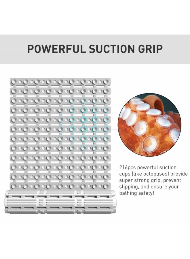 أنمي عدم الانزلاق دش حمام حصيرة 68*40 سنتيمتر ، تب بانيو حصيرة مع أكواب شفط قوية ، مكافحة زلة دش حصيرة لحوض وداخل دش ، كوتابل الحمام حصيرة ، رمادي - Image 4