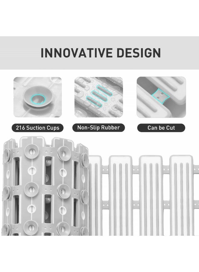 أنمي عدم الانزلاق دش حمام حصيرة 68*40 سنتيمتر ، تب بانيو حصيرة مع أكواب شفط قوية ، مكافحة زلة دش حصيرة لحوض وداخل دش ، كوتابل الحمام حصيرة ، رمادي - Image 3