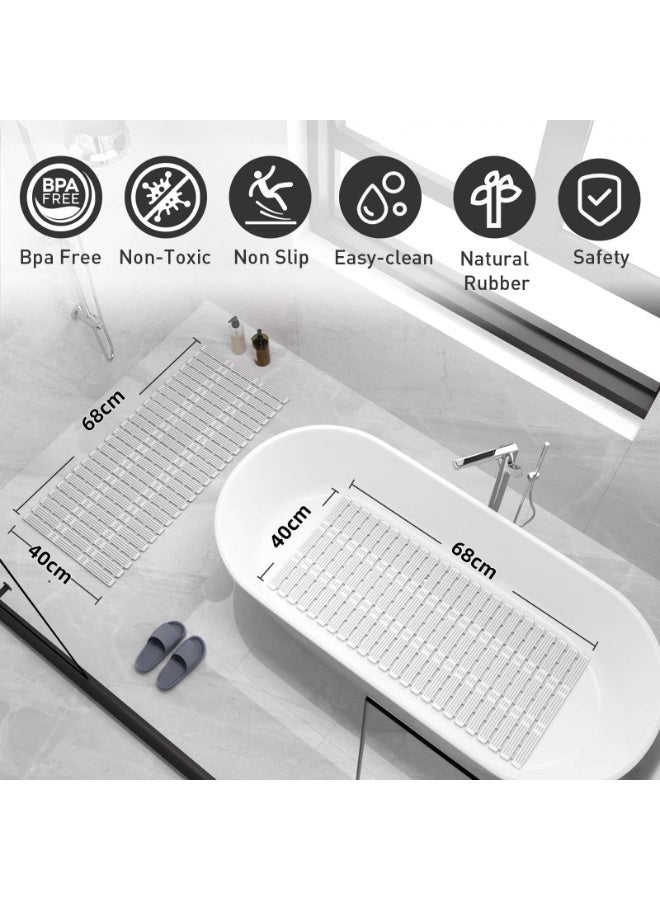 أنمي عدم الانزلاق دش حمام حصيرة 68*40 سنتيمتر ، تب بانيو حصيرة مع أكواب شفط قوية ، مكافحة زلة دش حصيرة لحوض وداخل دش ، كوتابل الحمام حصيرة ، رمادي - Image 2