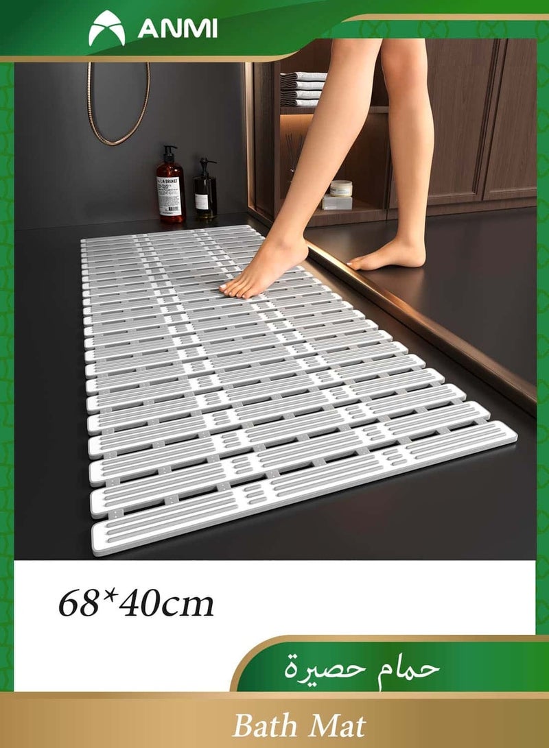 أنمي عدم الانزلاق دش حمام حصيرة 68*40 سنتيمتر ، تب بانيو حصيرة مع أكواب شفط قوية ، مكافحة زلة دش حصيرة لحوض وداخل دش ، كوتابل الحمام حصيرة ، رمادي - Image 1