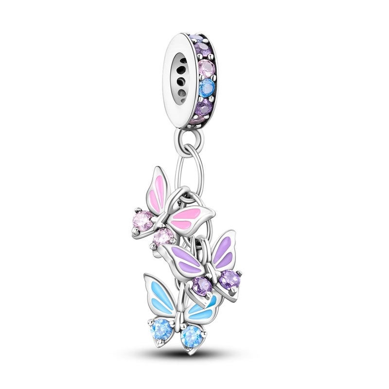 Parmuz 925 Sterling Silver Charms for Bracelet Love Star Moon Travel Butterfly Cross Charms for Woman Dangle Jewelry Pendants Beads - Image 1
