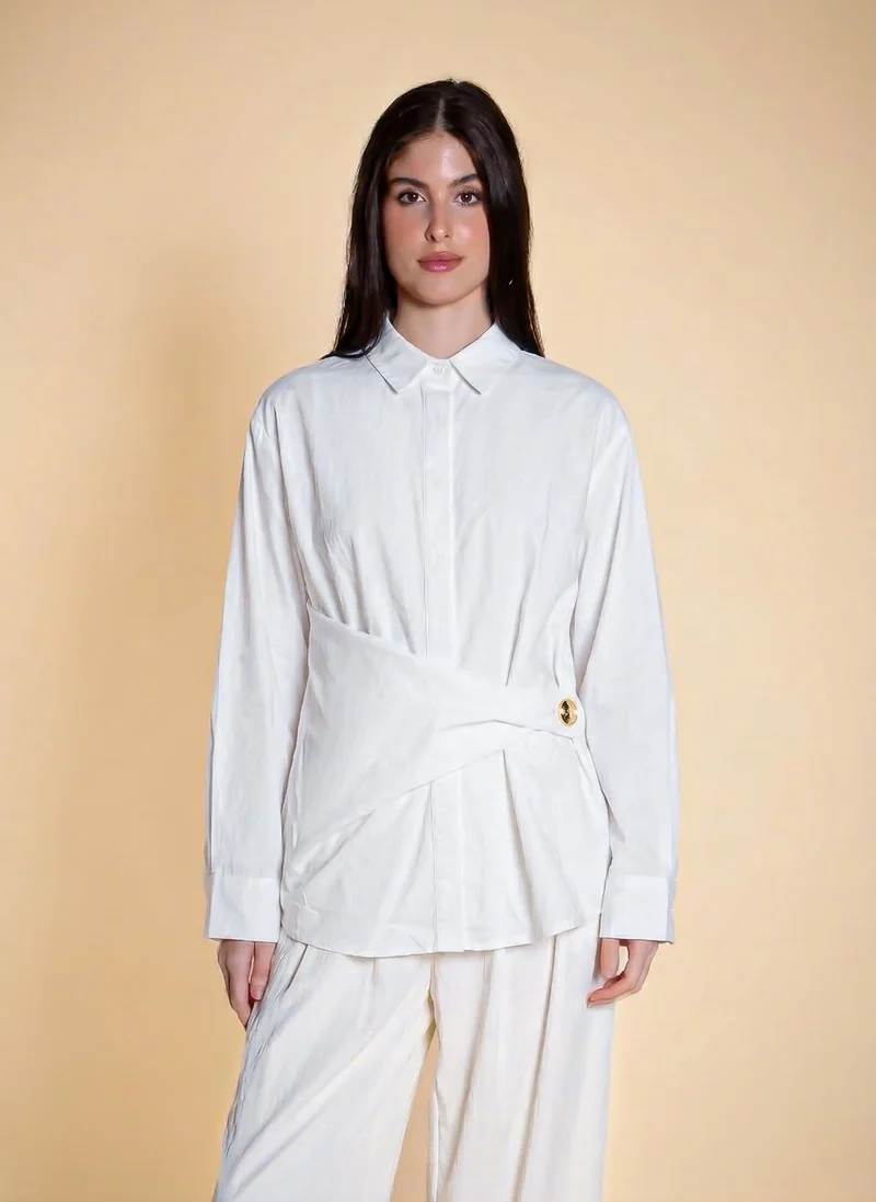 SHAPES WRAPPED LINEN BLEND SHIRT