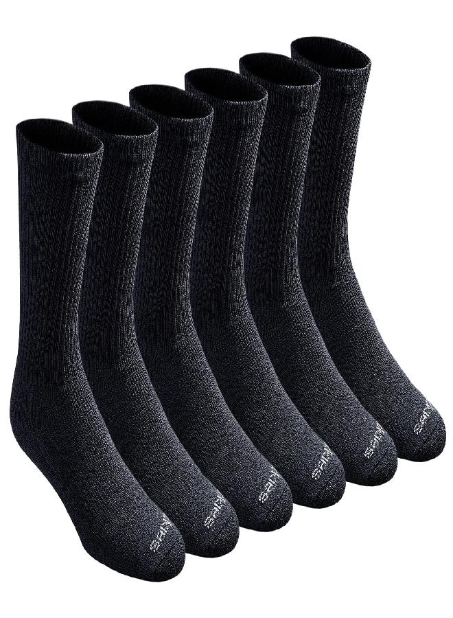 Dickies Dickies Men's Dri-tech Moisture Control Crew Socks Multipack, Solid Black (6 Pairs), Shoe Size: 6-12