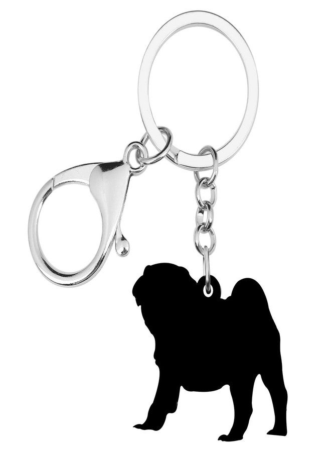 DUOWEI Adorable Pug Dog Keychain Acrylic Pets Keyring Handbag Purse Decoration for Women Young Girl Charm Gifts (Beige) - Image 5