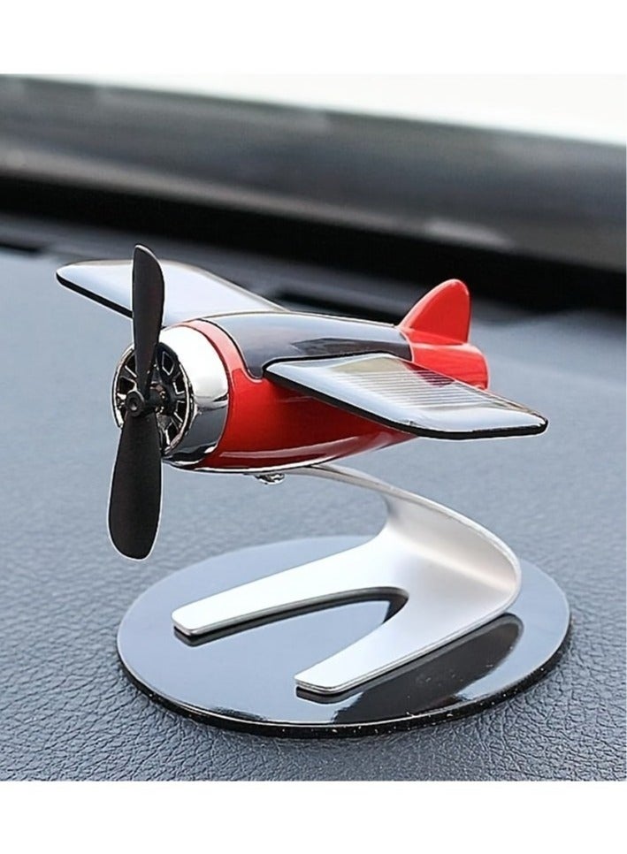 Solar-Powered Plastic Aircraft Dashboard Ornament - Car Interior Decoration for Men and Women, Creative Desktop Accessory for Car Enthusiasts, Ideal Gift - Image 1