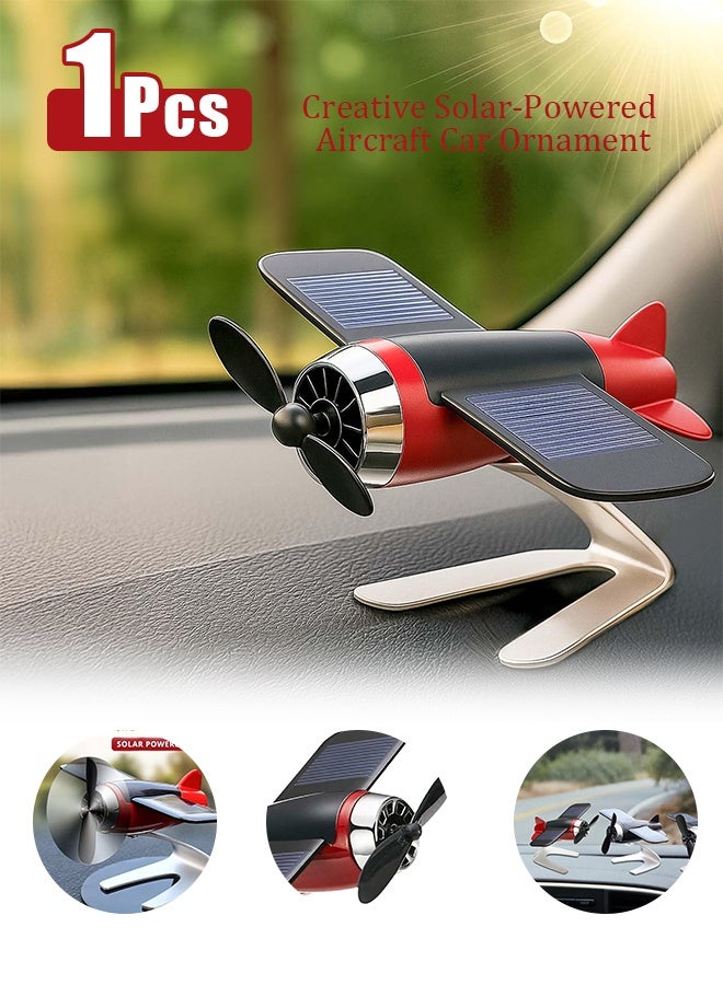Solar-Powered Plastic Aircraft Dashboard Ornament - Car Interior Decoration for Men and Women, Creative Desktop Accessory for Car Enthusiasts, Ideal Gift - Image 1