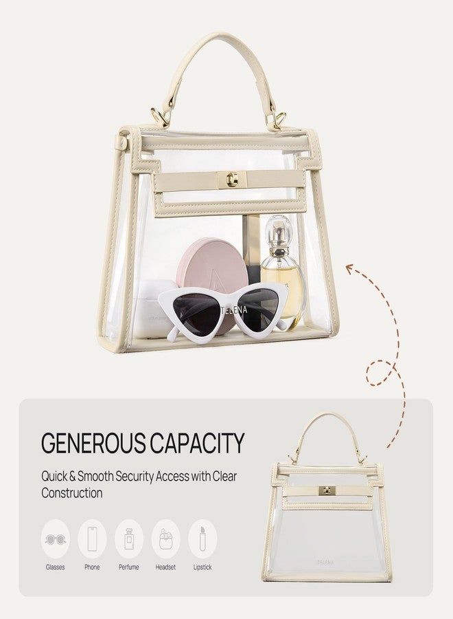 Telena Clear Bag for Stadium Events PVC Transparent Crossbody Purse for Women with Adjustable Strap for Concerts Festivals Game Day Beige - Image 4