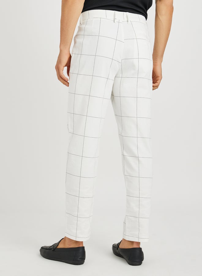 Take Two Men White Plaid Slant Pocket Slim Fit Suit Pants  - Image 4