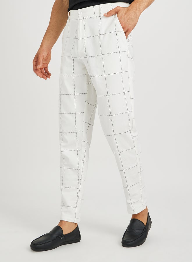 Take Two Men White Plaid Slant Pocket Slim Fit Suit Pants  - Image 1