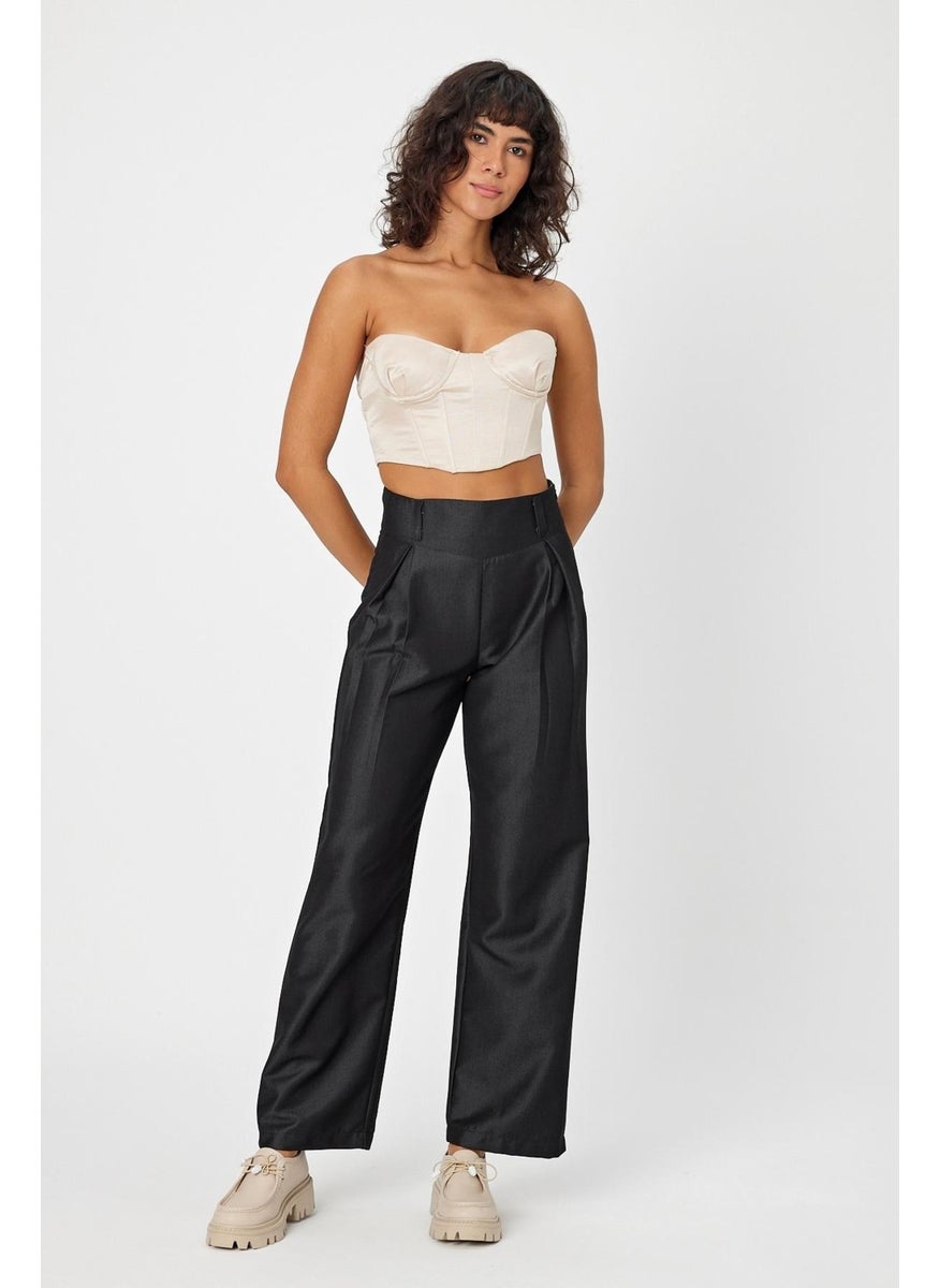 Alexander Gardi - High Waisted Zippered Palazzo Trousers with Corset (B24-372 00) - Image 1