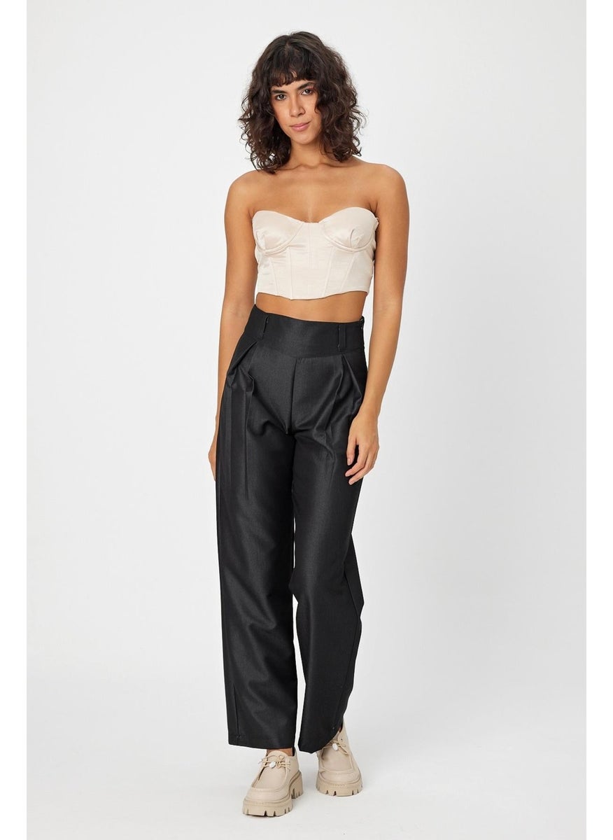 Alexander Gardi - High Waisted Zippered Palazzo Trousers with Corset (B24-372 00) - Image 1