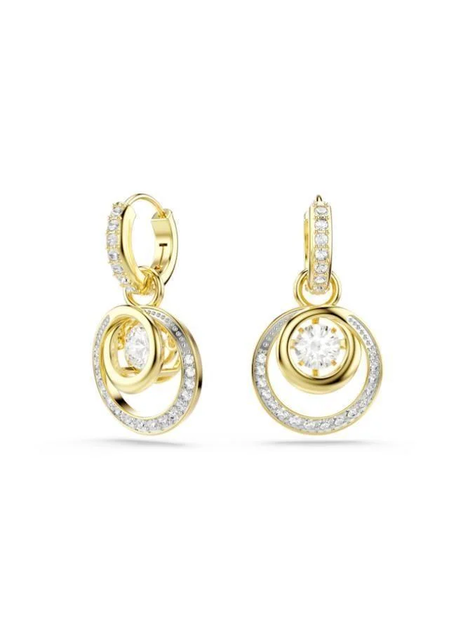 Hyperbola White Crystal Gold Tone Plated Pierced Earrings