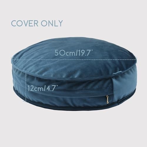 YIUOR Round Floor Pillow Cover Velvet Throw Seating Pouf Yoga Meditation Cushion Plush Case Reading Room Decor Cover Only (19.7IN, Dark Blue) - Image 3