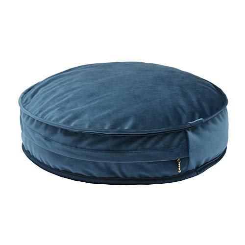 YIUOR Round Floor Pillow Cover Velvet Throw Seating Pouf Yoga Meditation Cushion Plush Case Reading Room Decor Cover Only (19.7IN, Dark Blue) - Image 1